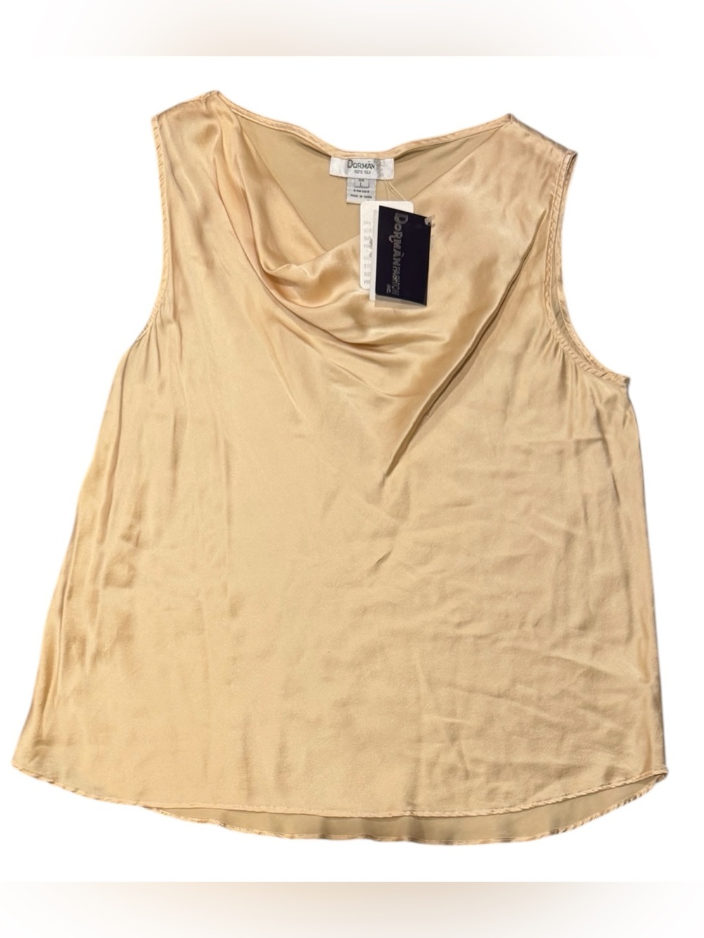 Dorman Vintage Cream sleeveless tank 100% silk NWT size L